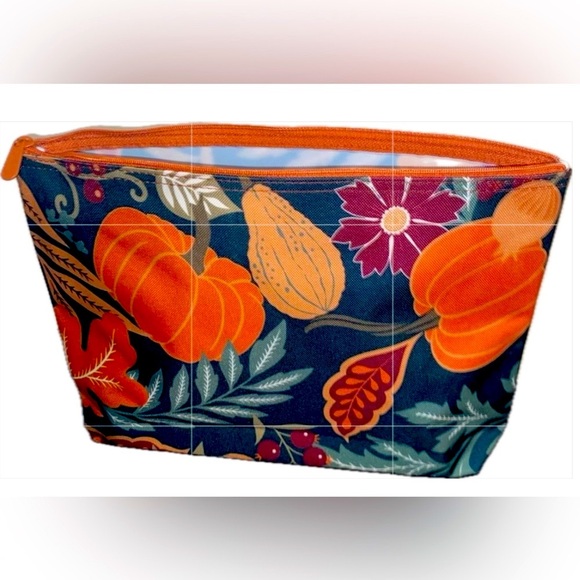 Thirty One  Zipper Pouch Bag Organizer - Pumpkin Floral - EUC - Picture 5 of 6